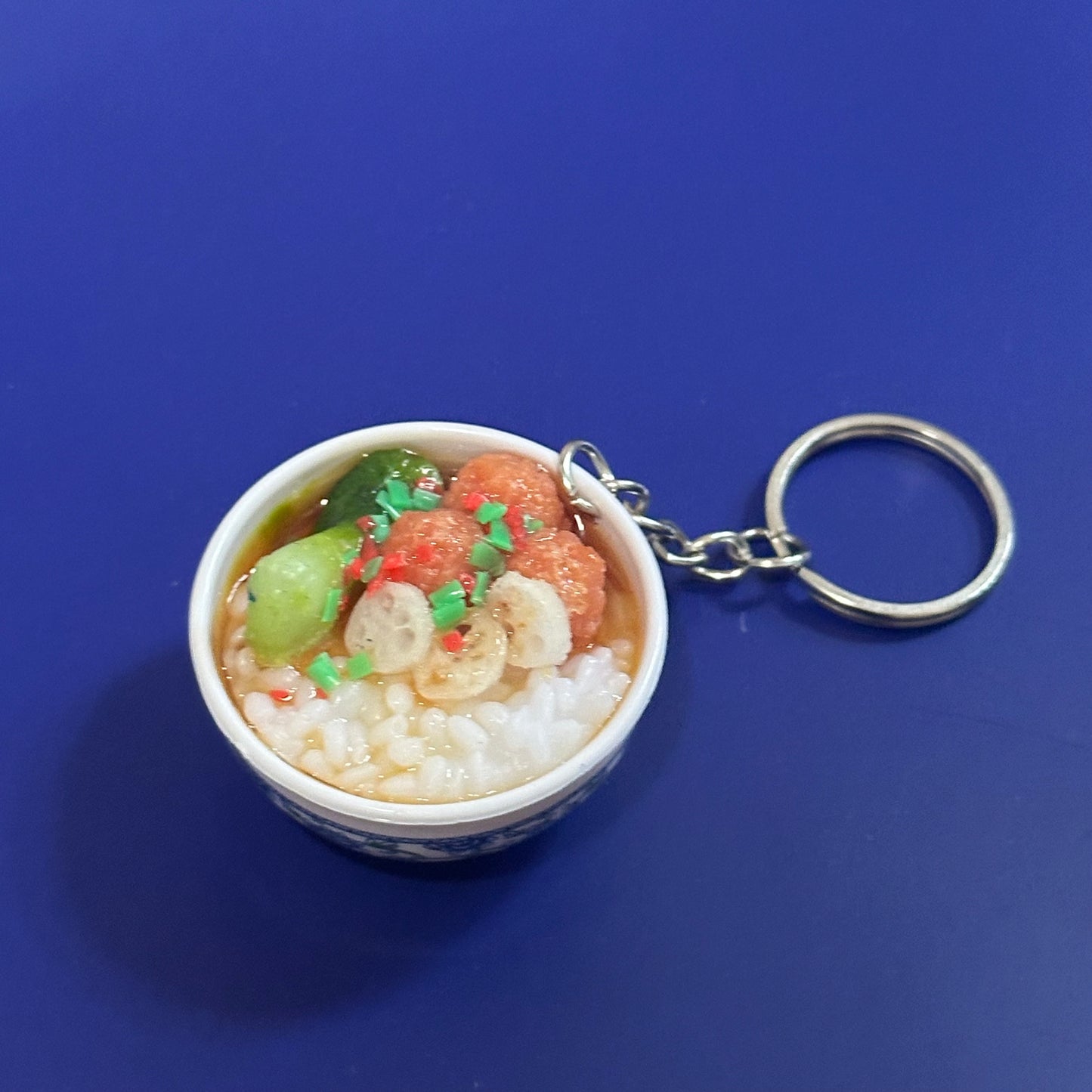 Rice, Bok Choy and Meatballs Keychain