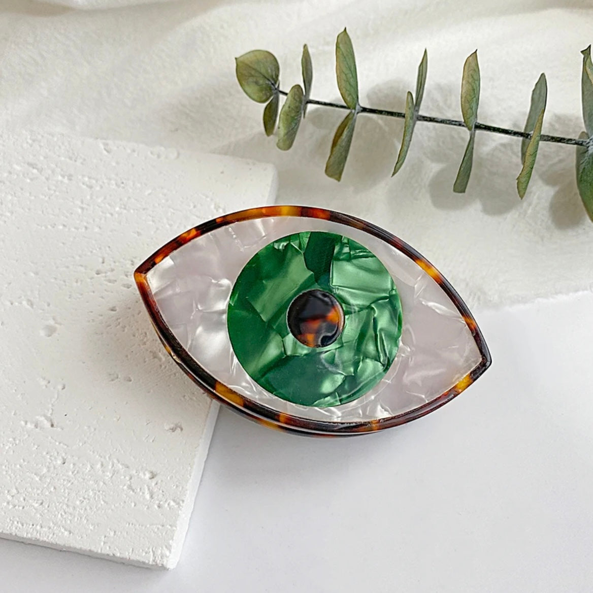 Tortoise Shell Evil Eye Hair Claw Clip