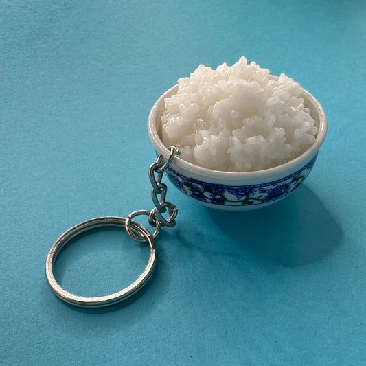 White Rice Bowl Keychain