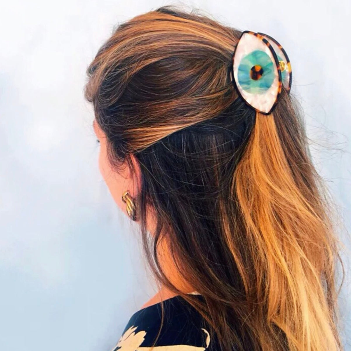 Tortoise Shell Evil Eye Hair Claw Clip