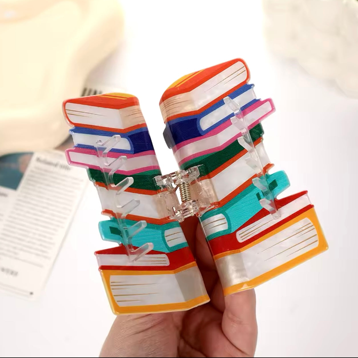 Stack of Books Hair Claw Clip