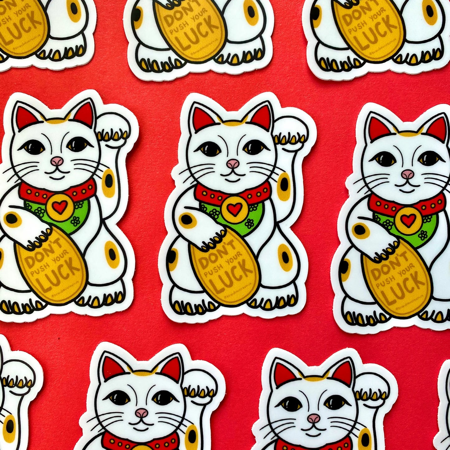 Lucky Cat Asian “Don’t Push Your Luck” Sassy Sticker