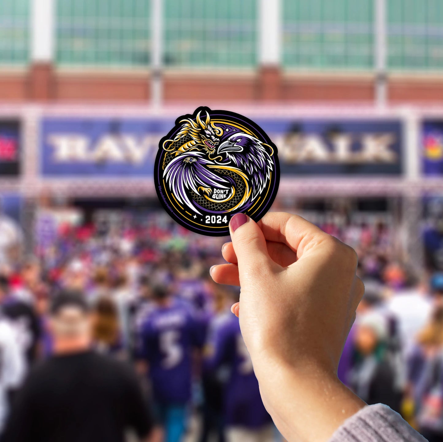 Baltimore Ravens Year of the Dragon 2024 "Don't Blink" Fan Art Die Cut Sticker