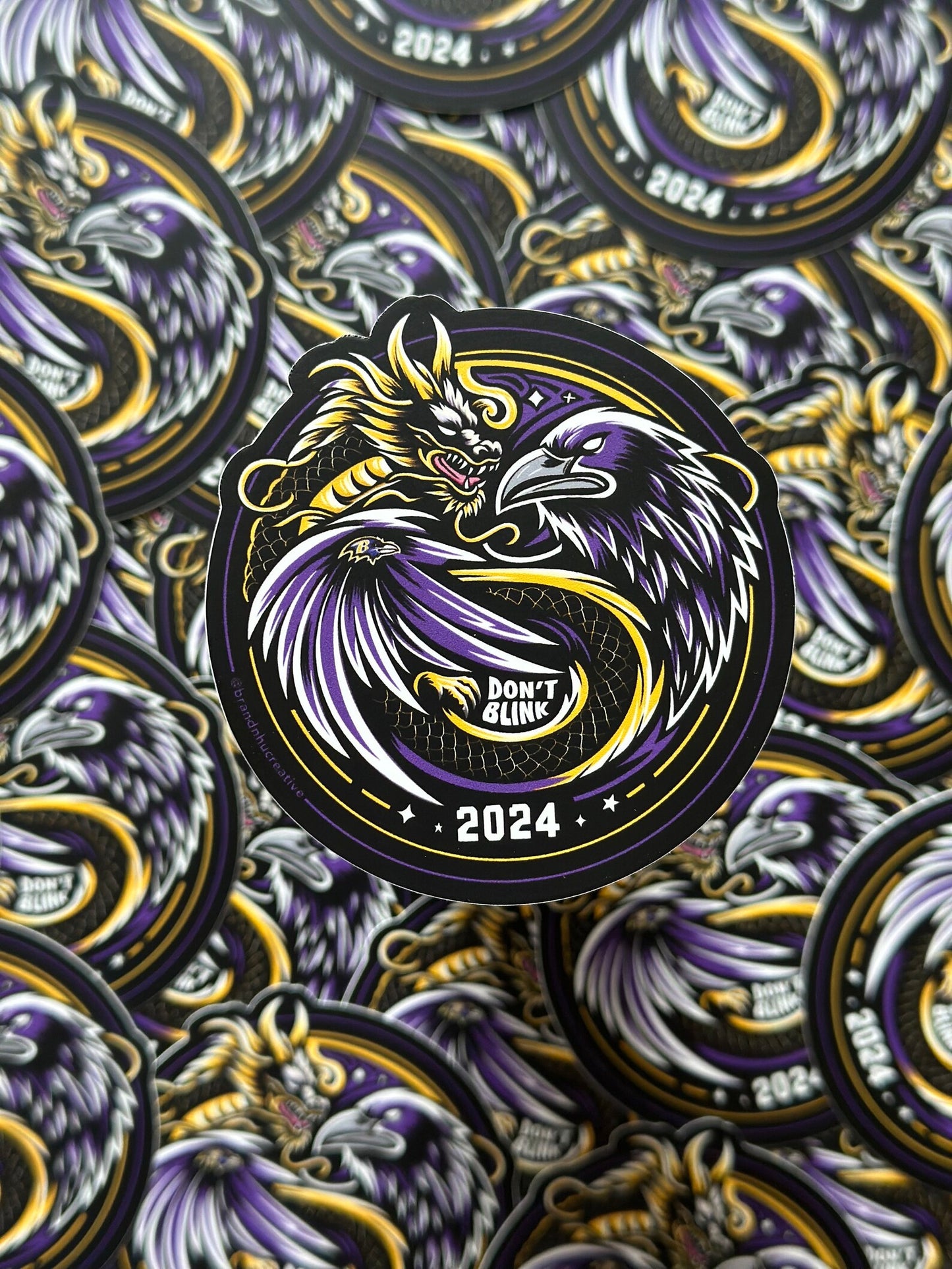 Baltimore Ravens Year of the Dragon 2024 "Don't Blink" Fan Art Die Cut Sticker