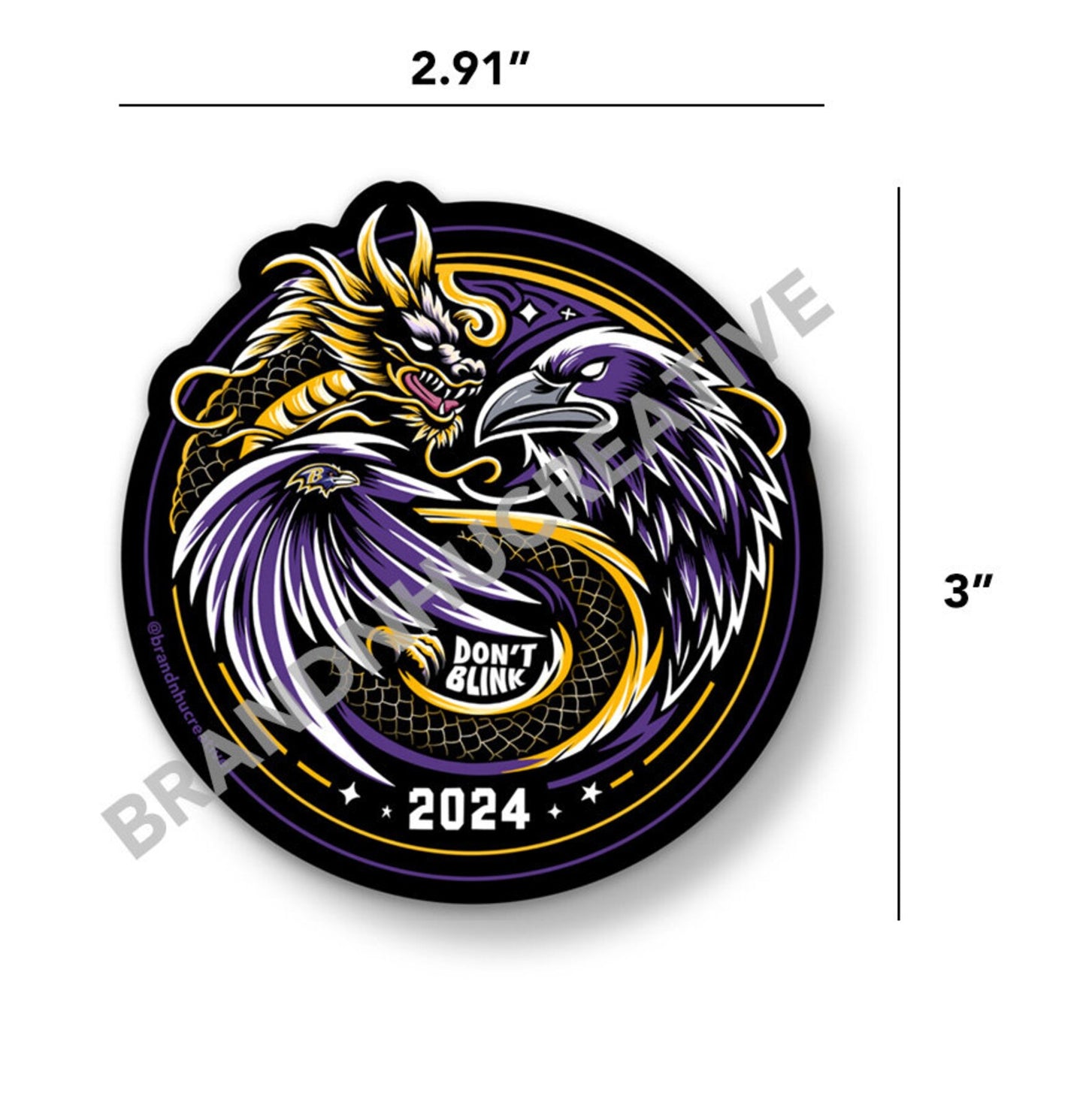 Baltimore Ravens Year of the Dragon 2024 "Don't Blink" Fan Art Die Cut Sticker
