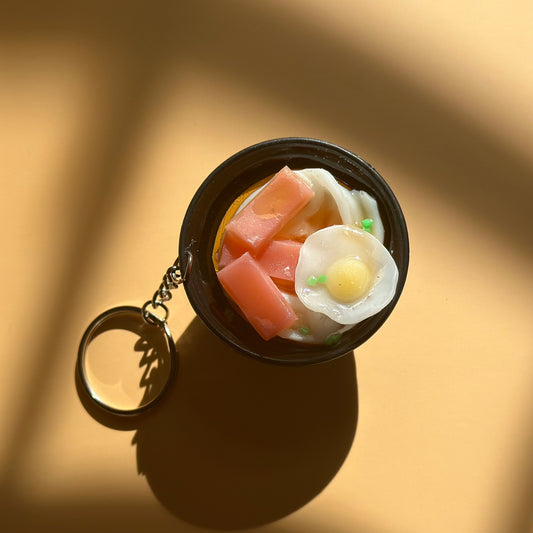 Egg & Spam Ramen Noodles Keychain