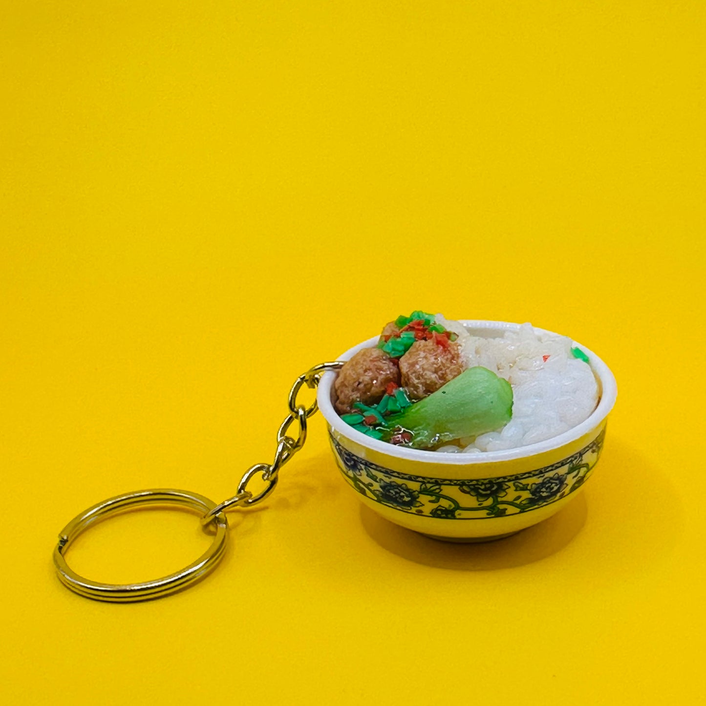 Rice, Bok Choy and Meatballs Keychain