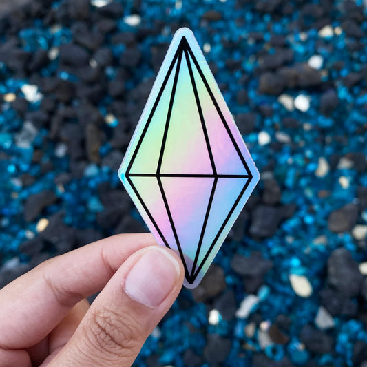 Holographic Plumbob Sims Gem Mood Sticker